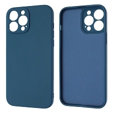 Чехол накладка для APPLE iPhone 13 Pro Max (6.7), силикон, бархат, цвет темно синий