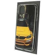 Чехол накладка для APPLE iPhone 11, силикон, рисунок Желтый BMW