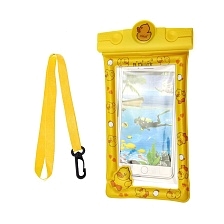 Чехол водонепроницаемый с надувными краями, с нашейной лентой, рисунок Уточка