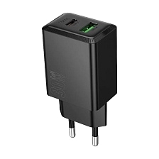 СЗУ (Сетевое зарядное устройство) HOCO N71 Nuevo, 1 USB Type C, 1 USB A, PD30W, QC3.0, цвет черный СЗУ (Сетевое зарядное устройство) HOCO N71 Nuevo, 1 USB Type C, 1 USB A, PD30W, QC3.0, цвет черный