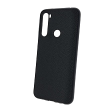 Чехол накладка для XIAOMI Redmi Note 8, силикон, под кожу, цвет черный.