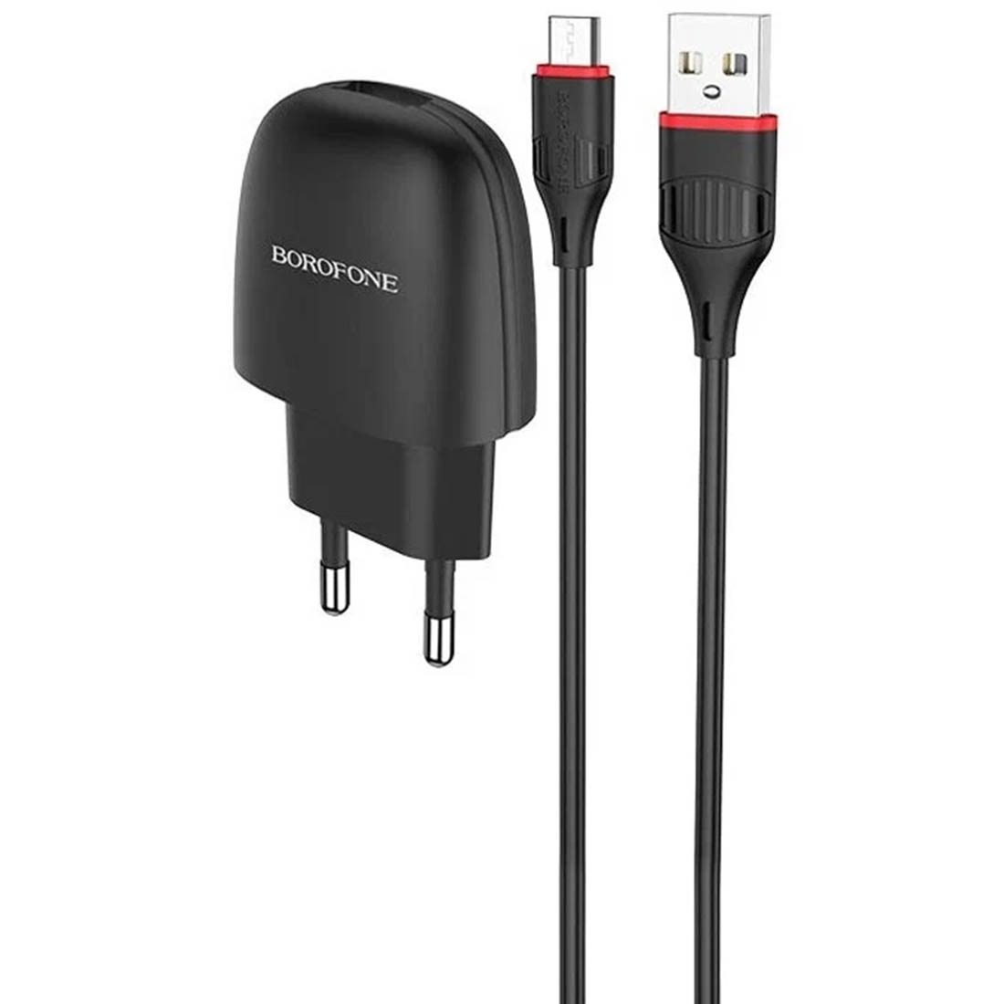 СЗУ (Сетевое зарядное устройство) BOROFONE BA49A Vast Power с кабелем Micro USB, 2.1A, 1 USB, длина 1 метр, цвет черный