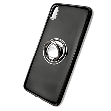 Чехол накладка для XIAOMI Redmi 7A, силикон, кольцом держатель, цвет черный.