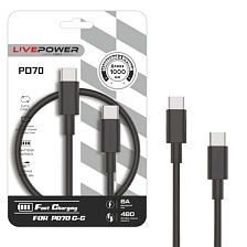 Кабель Live Power PD70 USB Type C на USB Type C, 6A, PD20W длина 1 метр, цвет черный