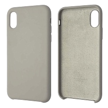Чехол накладка Silicon Case для APPLE iPhone X, iPhone XS, силикон, бархат, цвет перламутровый серый