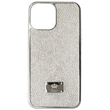 Чехол накладка Queen для APPLE iPhone 13 Pro Max (6.7), силикон, стразы, цвет бело серебристый Чехол накладка Queen для APPLE iPhone 13 Pro Max (6.7), силикон, стразы, цвет бело серебристый