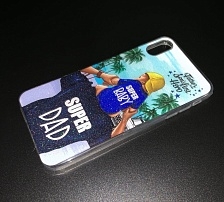 Чехол накладка для APPLE iPhone XS MAX силикон, рисунок SUPER DAD BABY.