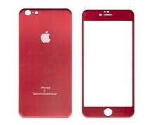 Защитное стекло iPhone 7/8 алюминиевое красное, переднее + заднее.