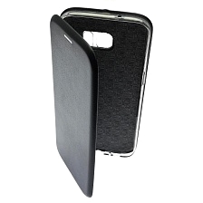 Чехол книжка для SAMSUNG Galaxy S7 Edge (SM-G935), экокожа, визитница, цвет черный.