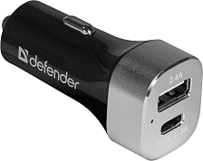 Автомобильный адаптер Defender UCG-01 1 порт USB + TypeC, 5V / 5.4A.