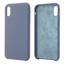 Чехол накладка Silicon Case для APPLE iPhone XR, силикон, бархат, цвет серо синий