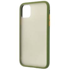Чехол накладка SKIN SHELL для APPLE iPhone 11, силикон, пластик, цвет окантовки хаки