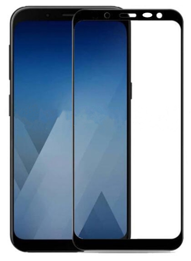 Защитное стекло "MONARCH" FULL GLUE (PREMIUM) для SAMSUNG Galaxy J4 2018 (SM-J400), цвет канта чёрный.