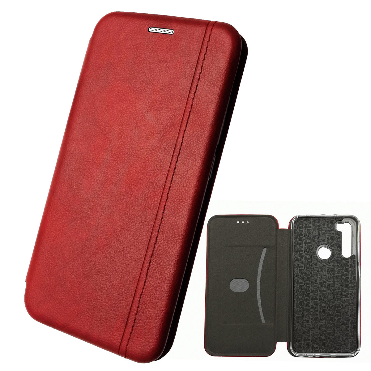 Чехол книжка VINTAGE LiNE для XIAOMI Redmi Note 8, экокожа, визитница, цвет красный.