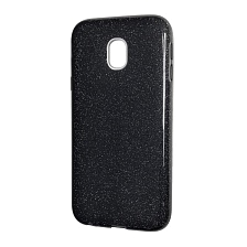 Чехол накладка для SAMSUNG Galaxy J3 2017 (SM-J330), силикон, блестки, цвет черный