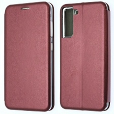 Чехол книжка STYLISH для SAMSUNG Galaxy S21 FE (SM-G990B), экокожа, визитница, цвет бордовый