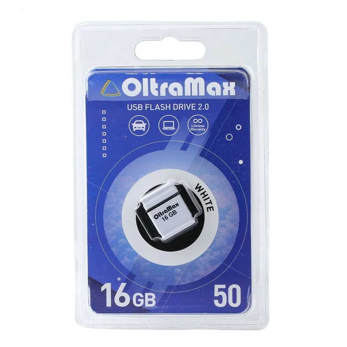 Флешка USB 2.0 16GB OltraMax 50, цвет белый