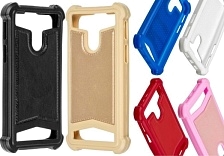 Чехол накладка универсальная 4.0 -4.3, силикон, экокожа, цвет золотистый.