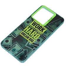 Чехол накладка для XIAOMI Redmi Note 13 4G, защита камеры, силикон, рисунок WORK HARD