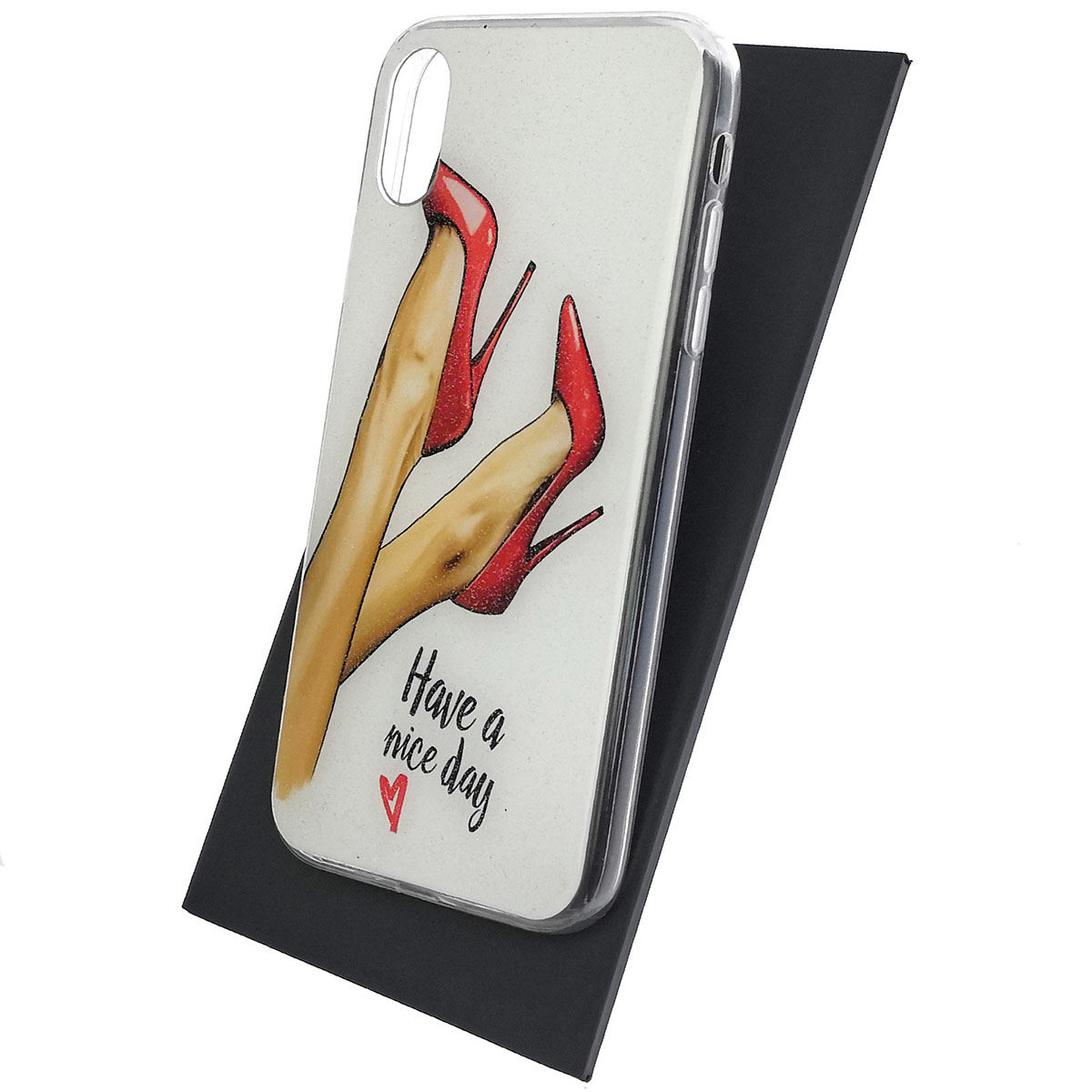 Чехол накладка для APPLE iPhone XR, силикон, блестки, глянцевый, рисунок Have a nice day
