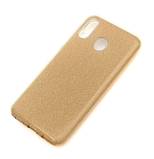 Чехол накладка Shine для SAMSUNG Galaxy M20 (SM-M205), силикон, блестки, цвет золотой.