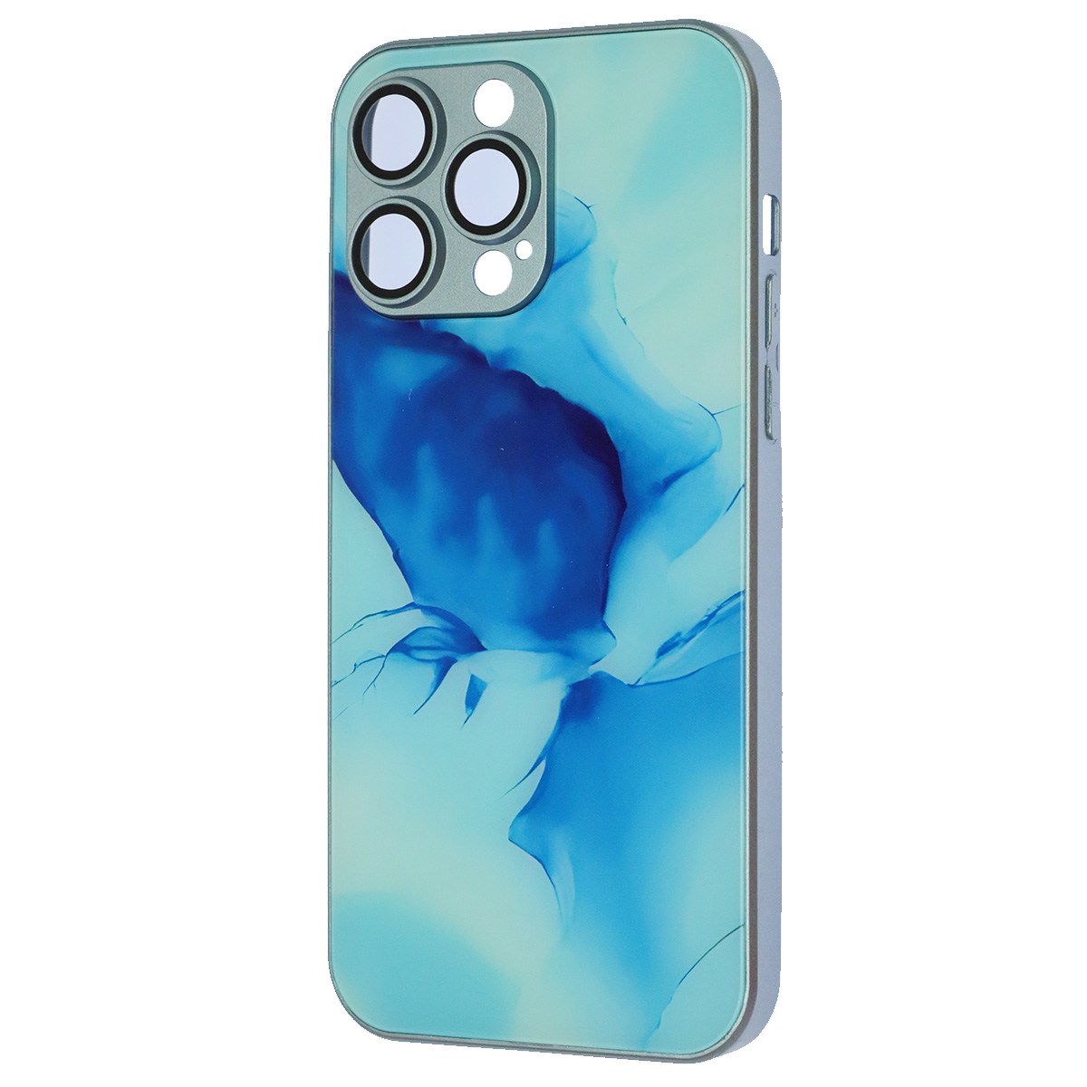 Чехол накладка AG Glass case для APPLE iPhone 14 Pro Max (6.7"), силикон, стекло, защита камеры, цвет голубой