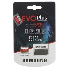 Карта памяти MicroSDXC 512GB SAMSUNG EVO Plus UHS-I + SD адаптер