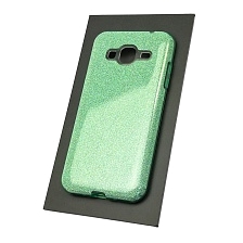 Чехол накладка Shine для SAMSUNG Galaxy J3 2016 (SM-J310), силикон, блестки, цвет зеленый