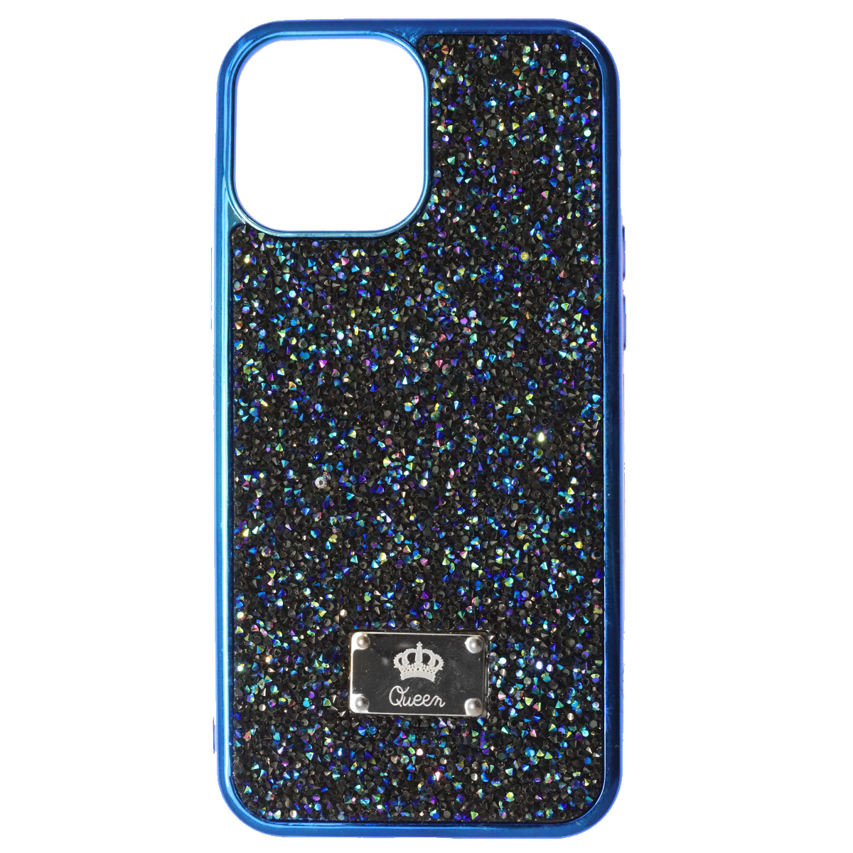 Чехол накладка Queen для APPLE iPhone 13 Pro Max (6.7), силикон, стразы, цвет синий Чехол накладка Queen для APPLE iPhone 13 Pro Max (6.7), силикон, стразы, цвет синий