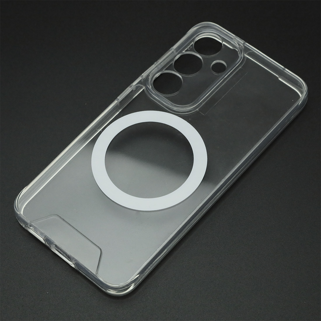 Чехол накладка SPACE для SAMSUNG Galaxy S25, Magsafe, защита камеры, пластик, силикон, прозрачный
