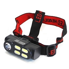 Фонарь светодиодный налобный KX-211 (BL-211), регулировка наклона, 4 режима, цвет черный