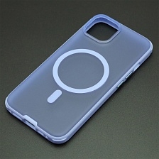 Чехол накладка NEW с поддержкой Magsafe для APPLE iPhone 14, матовый, силикон, пластик, цвет прозрачно сиреневый
