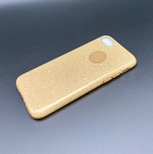 Чехол накладка Shine для APPLE iPhone 7, 8, силикон, блестки, цвет золотистый.