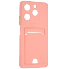 Чехол накладка BUTTON для TECNO Spark 10 Pro, силикон, отдел для карт, цвет розовый