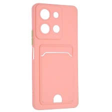 Чехол накладка BUTTON для VIVO Y36, защита камеры, силикон, отдел для карт, цвет розовый