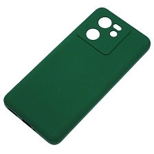 Чехол накладка Silicon Cover для XIAOMI 13T, XIAOMI 13T Pro, защита камеры, силикон, бархат, цвет темно зеленый
