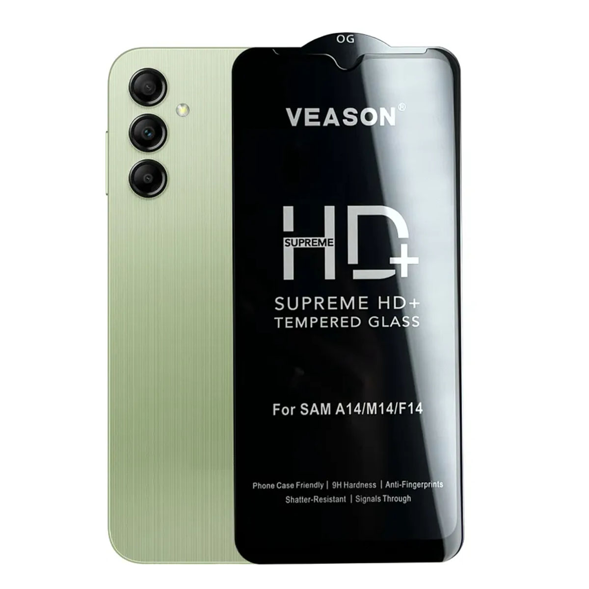 Защитное стекло VEASON HD+ для SAMSUNG Galaxy A14, цвет окантовки черный