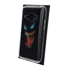 Чехол накладка для SAMSUNG Galaxy J1 2016 (SM-J120), силикон, глянцевый, рисунок Venom