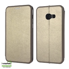 Чехол книжка для SAMSUNG Galaxy A3 2017 (SM-A320), экокожа, визитница, цвет золотистый.