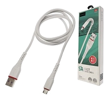 Кабель MAIMI X16 Micro USB, 5A, длина 1 метр, силикон, цвет белый