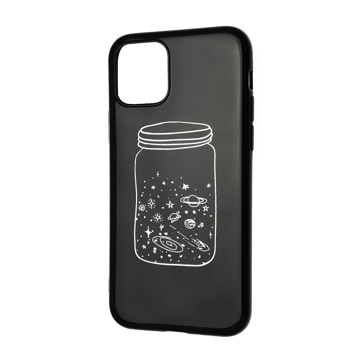 Чехол накладка для APPLE iPhone 11 Pro, силикон, матовый, рисунок Банка галактика, цвет черный.