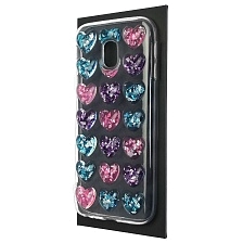 Чехол накладка для SAMSUNG Galaxy J3 2017 (SM-J330), силикон, рисунок 3D сердечки 6.