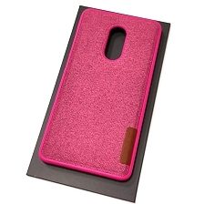 Чехол накладка для XIAOMI Note 4X, силикон, плетение, экокожа, цвет малиновый