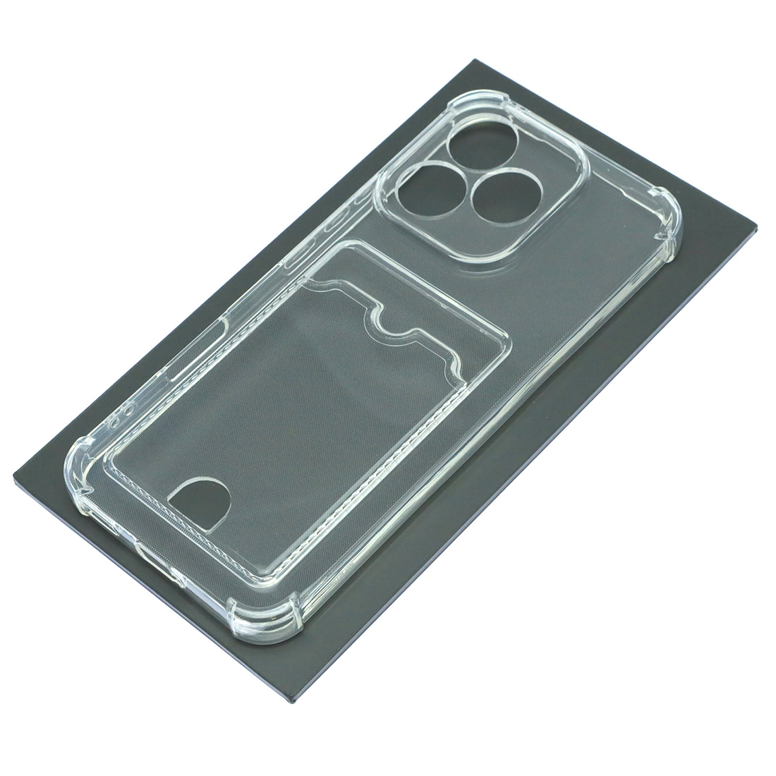 Чехол накладка CARD CASE для Honor 400 Lite, защита камеры, усиленные края, силикон, отдел для карт, прозрачный