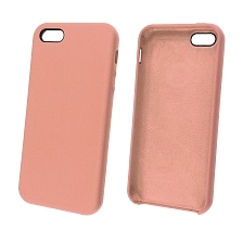 Чехол накладка Silicon Case для APPLE iPhone 5, 5S, SE, силикон, бархат, цвет розовый песок.
