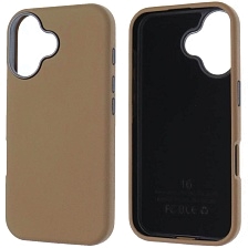 Чехол накладка для APPLE iPhone 16 (6.1"), силикон, пластик, текстура кожи, бархат, цвет коричневый