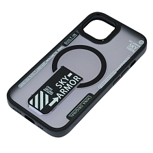 Чехол накладка Sky Armor с поддержкой MagSafe для APPLE iPhone 15, подставка, матовый, цвет черный Чехол накладка Sky Armor с поддержкой MagSafe для APPLE iPhone 15, подставка, матовый, цвет черный