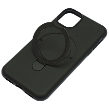 Чехол накладка Revole Mix для APPLE iPhone 11, силикон, бархат, кольцо держатель, цвет черный