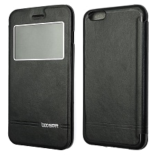 Чехол книжка BOOSTAR для APPLE iPhone 6 Plus, экокожа, окошко, цвет черный.