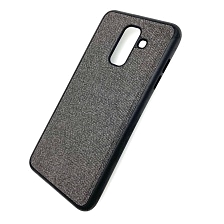 Чехол накладка для SAMSUNG Galaxy A6 Plus (SM-A605), силикон, под джинс, цвет черный.